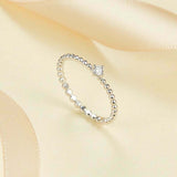 0.06ct Round Cut Diamond Engagement Ring Beaded Solitaire 14k White Gold Finish