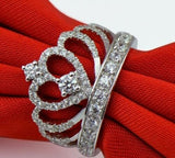 3ct Round Cut Diamond Engagement Ring 14k White Gold Finish Crown Wedding Design