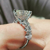 4Ct Round Cut Diamond Ice Solitaire Accent Engagement Ring 14K White Gold Finish