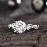 2.2ct Round Cut Moissanite Infinity Women Engagement Ring 14K White Gold Plated