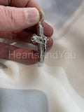 2ct Round Cut Moissanite Jesus Face Cross Pendant 14K White Gold Plated NO CHAIN