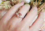 2ct Oval Cut Peach Morganite Engagement Ring 14k White Gold Over Trilogy Style