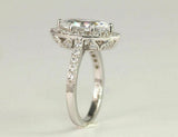 4Ct Marquise Cut Diamond Accent Vintage Halo Engagement Ring 14K White Gold Over