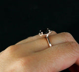 Halo Solitaire Engagement Ring 2ct Oval Cut Black Diamond 14k Rose Gold Finish