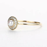 1.6ct Round Cut Diamond Halo Solitaire Pearl Engagement Ring 14k YellowGold Over