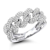 4Ct Round Cut Diamond Cuban Link Design Engagement Ring 14K White Gold Finish
