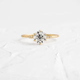 0.2ct Round Cut Moissanite Minimalist Women Engage Ring 14k Yellow Gold Plated
