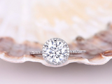 2ct Round Cut Diamond Engagement Ring Halo Accents Solitaire 14k White Gold Over