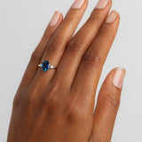 1.7ct Oval Cut Blue Sapphire Engagement Ring Diamond Trilogy 14k White Gold Over