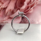 0.2ct Emerald Simulated Diamond Solitaire Engagement Ring 14k White Gold Plated