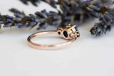 Trilogy Solitaire Engagement Ring 1.5ct Round Black Diamond 14k Rose Gold Finish