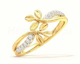 0.5ct Round Cut Moissanite Leaf Vine Bypass Engage Ring 14k Yellow Gold Plated