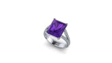 2ct Radiant Cut Purple Amethyst Engagement Ring Split Shank 14k WhiteGold Finish