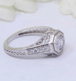 2Ct Round Cut VVS1 Diamond Vintage Antique Engagement Ring 14K White Gold Finish