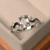 1.2ct Engagement Ring Oval Cut Diamond Swirl Wave Shank 14k White Gold Finish