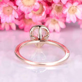 1.5ct Pear Cut Morganite Engagement Ring Diamond Accents Halo 14k Rose Gold Over