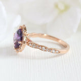 1.2ct Cushion Cut Purple Amethyst Vintage Engagement Ring 14k Rose Gold Finish
