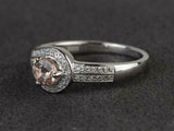 1.55ct Round Cut Peach Morganite Knot Split Shank Ring 14k White Gold Finish