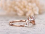 0.5ct Baguette Cut Diamond Royal Princess Crown Wedding Band 14k RoseGold Finish