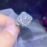 Sunburst Halo Engagement Ring 2ct Round Cut VVS1D Diamond 14k White Gold Finish