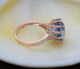 2ct Engagement Ring Round Cut Blue Tanzanite Crown Design 14k Rose Gold Finish