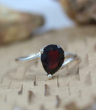 1ct Engagement Ring Pear Cut Red Garnet Swirl Solitaire 14k White Gold Finish