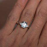 0.9ct Emerald Cut Blue Aquamarine Engagement Ring 14k WhiteGold Finish Solitaire