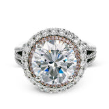 5Ct Round Cut Diamond Vintage Dual Halo Engagement Ring 14K White Gold Finish