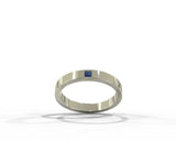 0.2ct Princess Cut Blue Sapphire Plain Solitaire Wedding Band 14k WhiteGold Over