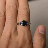 2ct Oval Cut Black Diamond Engagement Ring 14k WhiteGold Finish Leaf Solitaire