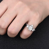 2.3ct Engagement Ring Round Cut Diamond Crown Bridal Set 14k White Gold Finish