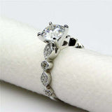 2.35ct Engagement Ring Round Cut Diamond Accents Solitaire 14k White Gold Finish