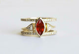 2.2ct Marquise Red Garnet Engagement Ring Cocktail Two Row 14k Yellow Gold Over