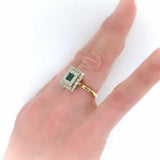 2.5ct Green Emerald Halo Stylish Cocktail Engagement Ring 14k Yellow Gold Finish