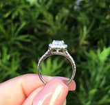 2Ct Round Cut Diamond Delicate Halo Engagement Women Ring 14K White Gold Finish