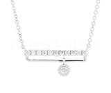 0.5ct Round Cut Moissanite Horizontal Bar Pendant 14k White Gold Plated NO CHAIN