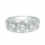 2.7ct Wedding Ring Band Round Cut Diamond Cluster Wave 14k White Gold Finish