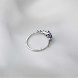 0.7ct Round Cut Blue Sapphire Engagement Ring Minimalist 14k White Gold Finish