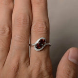 2ct Pear Cut Red Garnet Swirl Unique Wedding Engagement Ring 14k White Gold Over