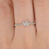 Princess Crown Tiara Engagement Ring 0.2ct Round Cut Diamond 14k White Gold Over