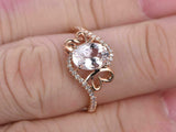 2.2ct Oval Cut Peach Morganite Engagement Ring 14k RoseGold Finish Unique Design