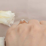 1.6ct Round Cut Diamond Engagement Ring Trilogy 14k Rose Gold Finish with Accent