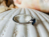 1ct Engagement Ring Radiant Cut Blue Sapphire Solitaire 14k White Gold Finish