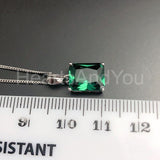 1ct Radiant Simulated Emerald Solitaire Pendant 14k White Gold Plated NO CHAIN