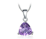 1ct Purple Amethyst Pendant Trillion Cut Solitaire 14k WhiteGold Finish NO CHAIN