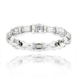 2.5ct Baguette Round Cut Diamond Thin Eternity Wedding Band 14K White Gold Over