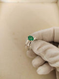 2ct Engagement Ring Oval Cut Green Emerald Split Shank 14k White Gold Finish