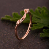 Floral Leaf Twig Engagement Ring 0.12ct Round Cut Diamond 14k Rose Gold Finish