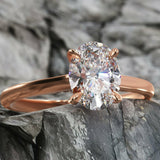 2Ct Oval Cut VVS1 Diamond Classic Engagement Solitaire Ring 14K Rose Gold Finish