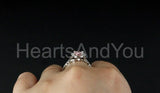 2.2ct Oval Cut Simulated Pink Sapphire Halo Bridal Set 14k White Gold Plated